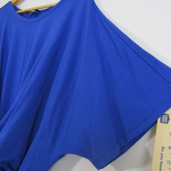 Eloquii Dress 26 Cobalt Blue Cross Front Flutter Sleeve Waist Tie Career Casual - Picture 6 of 12